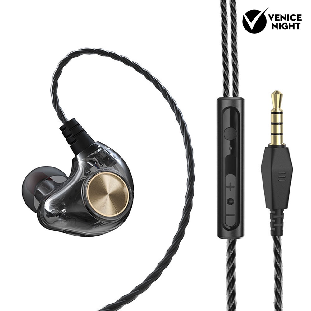 (VNEP) (Berkabel) K1 6D 4-Core Dual Moving Coil 3.5mm In-Ear HiFi Earphone Earbud Olahraga