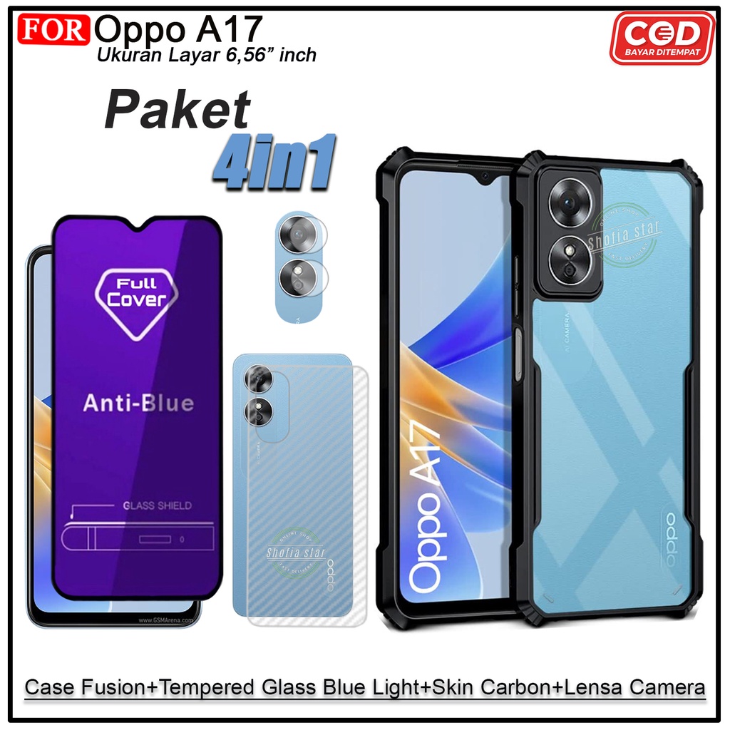 PAKET 4IN1 Case Oppo A17 A17k A16 A15 A33 5G A74 4G/5G A95 4G/5G A12 Softcase Fusion Shockproof Transparan Protect Casing