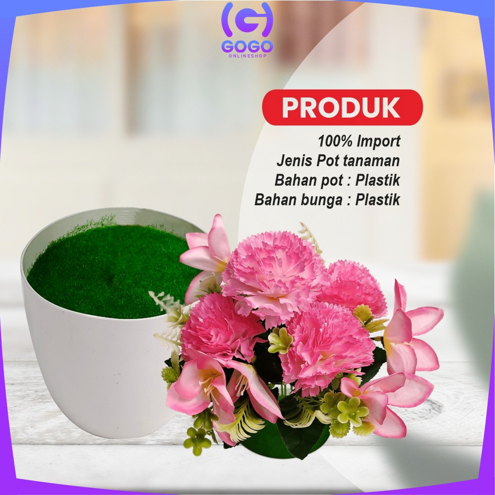 GOGO-C682 C684 Pot Tanaman Bunga Lily Artificial Dekorasi Rumah / Tanaman Hias Plastik Pot Bunga Hias Bunga Artifisial Dekorasi