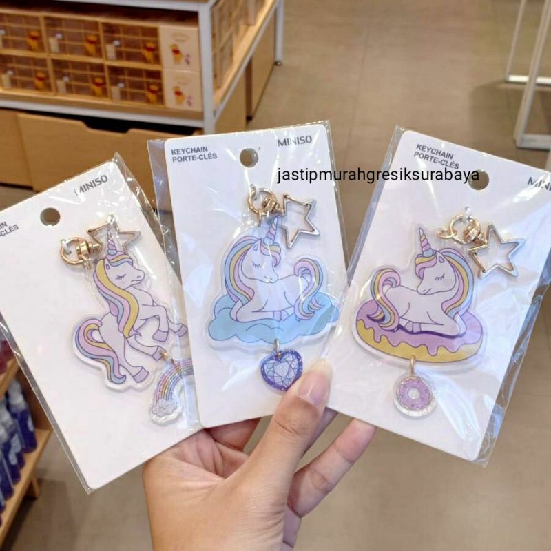 UNICORN DREAM ACRYLIC KEYCHAIN MINISO GANTUNGAN KUNCI UNICORN GANTUNGAN KUNCI MINISO