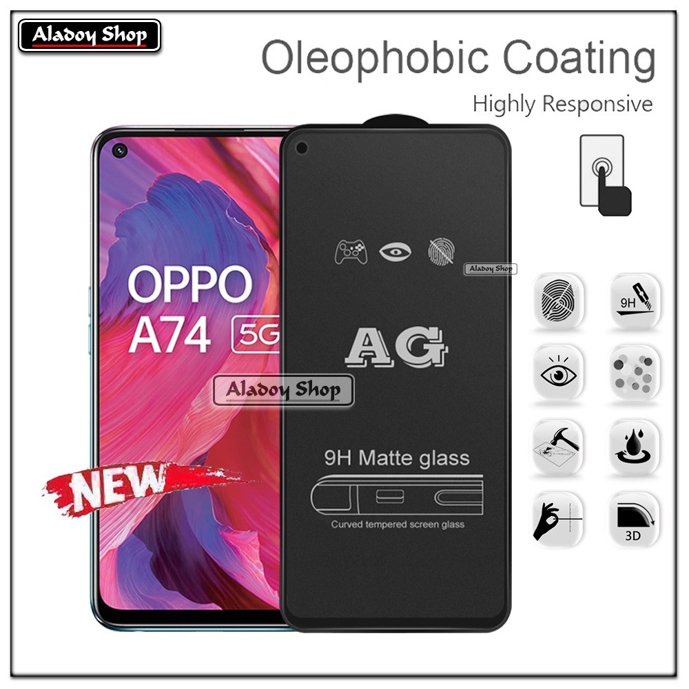 Oppo A74 5G PAKET 2IN1 Tempered Glass Matte Anti Glare Full Layar dan Tempered Glass Kamera