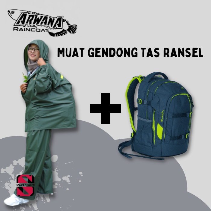 Jas Hujan Mantol Mantel Jaket Arwana Bahan Full Karet PVC tebal Kuat Dan Elastis Anti Rembes Garansi Original