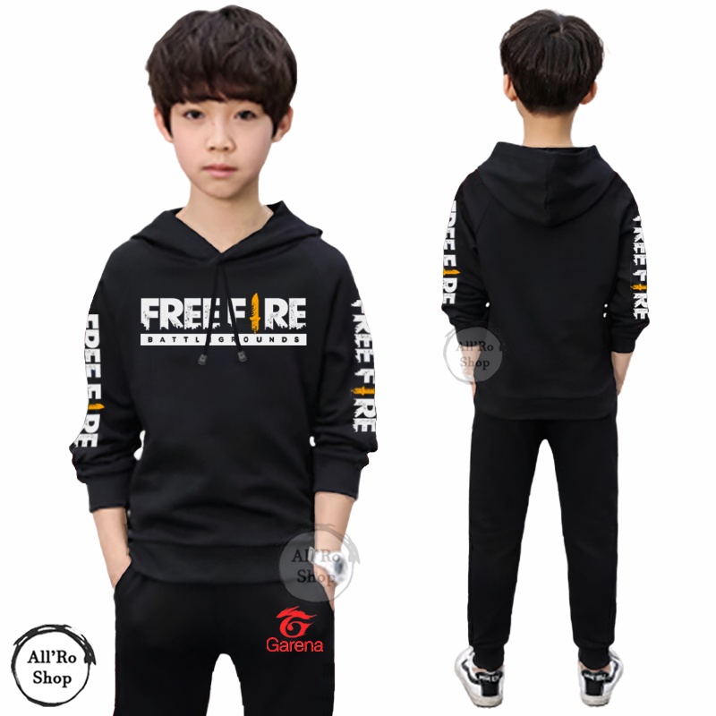 Baju Setelan Anak Remaja ABG UNISEX Stelan Olahraga Senam Bertudung Topi Setelan Hoodie Kupluk Motif FF EP EP FREE FIRE Booyah Usia 1 sampai 16 tahun ARS 54