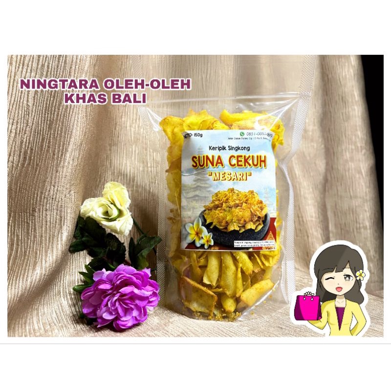 KERIPIK SINGKONG SUNA CEKUH BALI MESARI (BUMBU BAWANG PUTIH &amp; KENCUR)