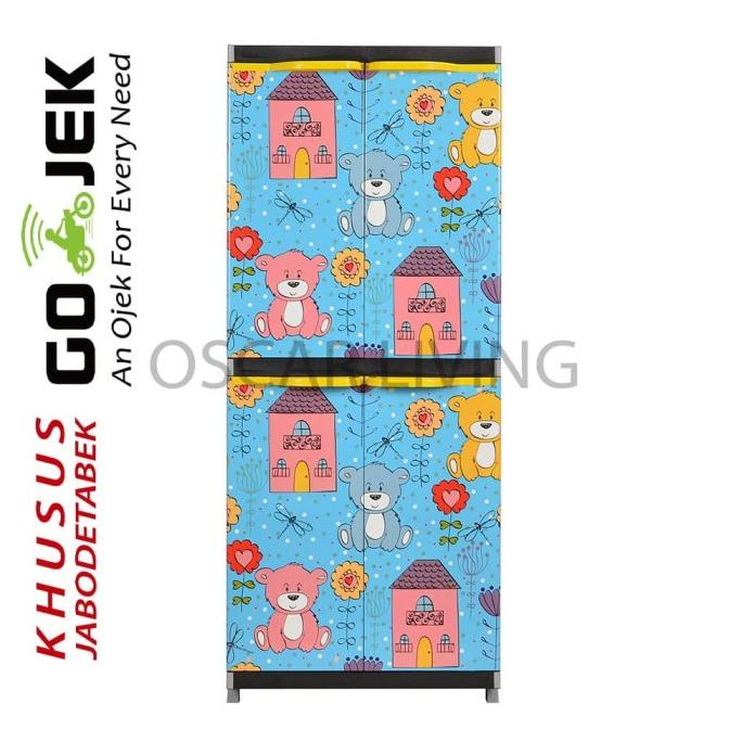 

Miami Orlando Lemari Pakaian Plastik Serbaguna Motif Teddy Bear stock ready