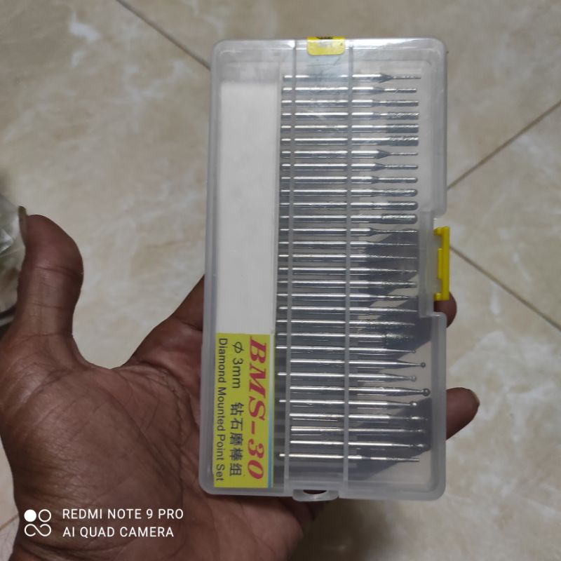 Jual Diamond mounted point set 30 pcs 3 mm BMS mata bor intan ukir