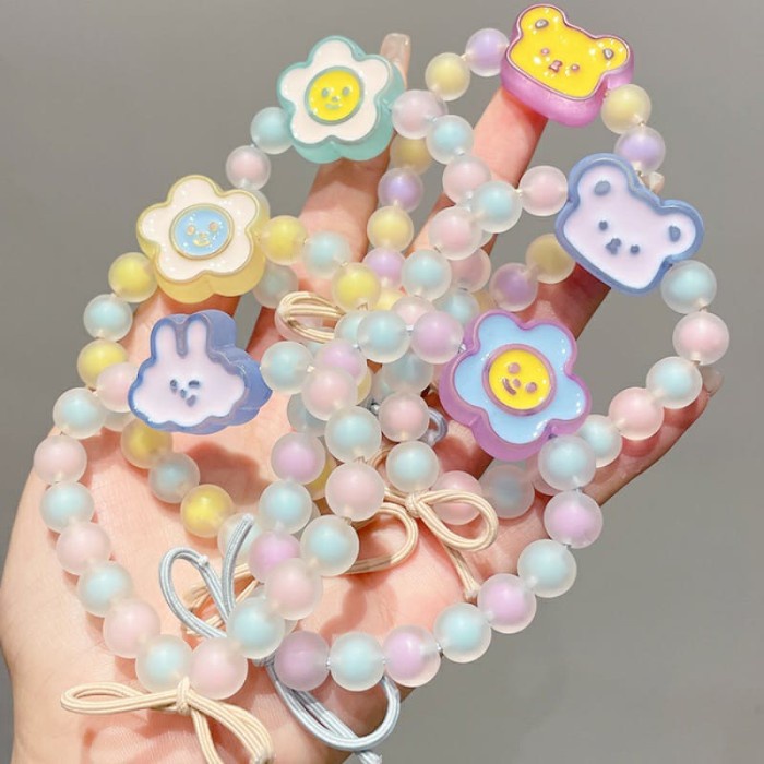 Gelang Karet Rambut Bear Anak Perempuan Motif Unicorn Kado Cewek Manik