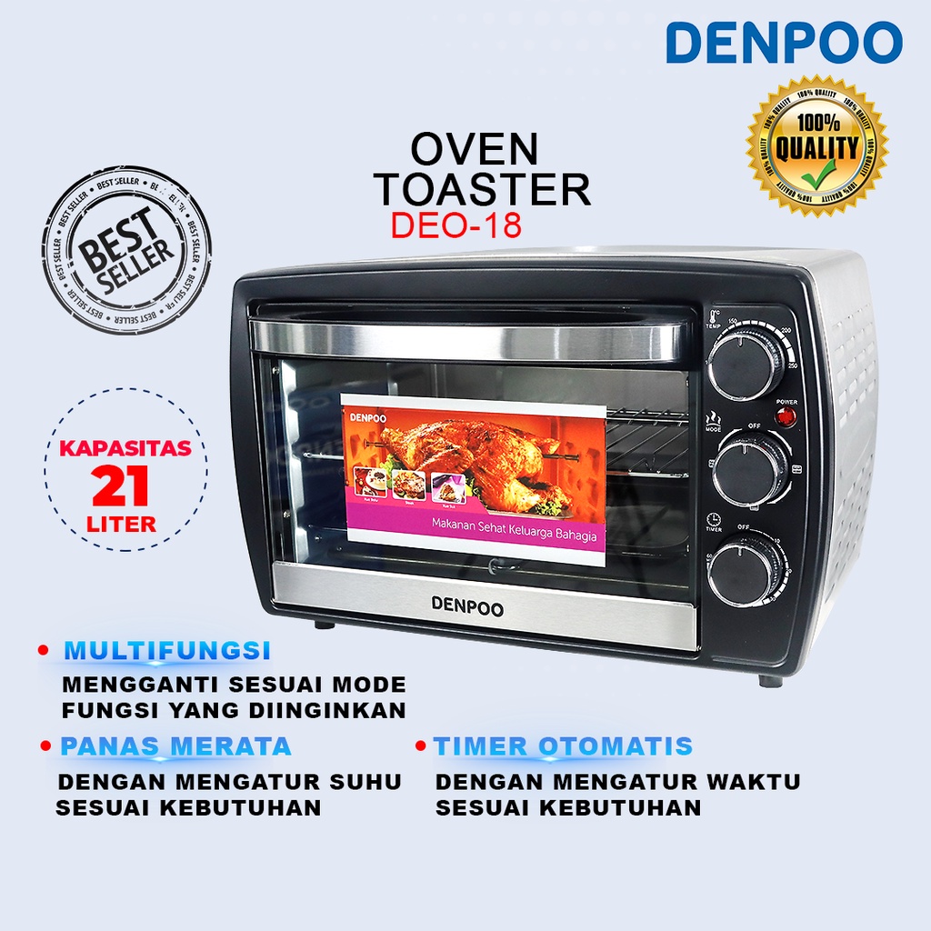 Oven Toaster Deo 18 Kapasitas 21 Liter 5 in 1 Terbaru dan Hemat Listrik