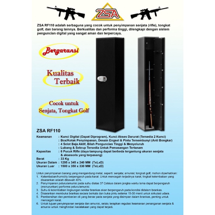 BRANKAS GUN SAFE | ZSA RF110 | ORIGINAL | GARANSI RESMI