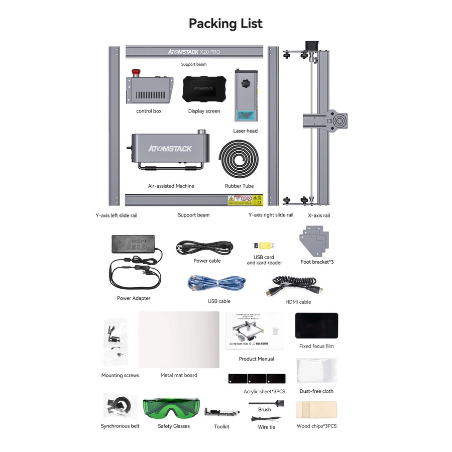 Original Atomstack X20 Pro Laser Engrave Machine 20W Laser Air Assist