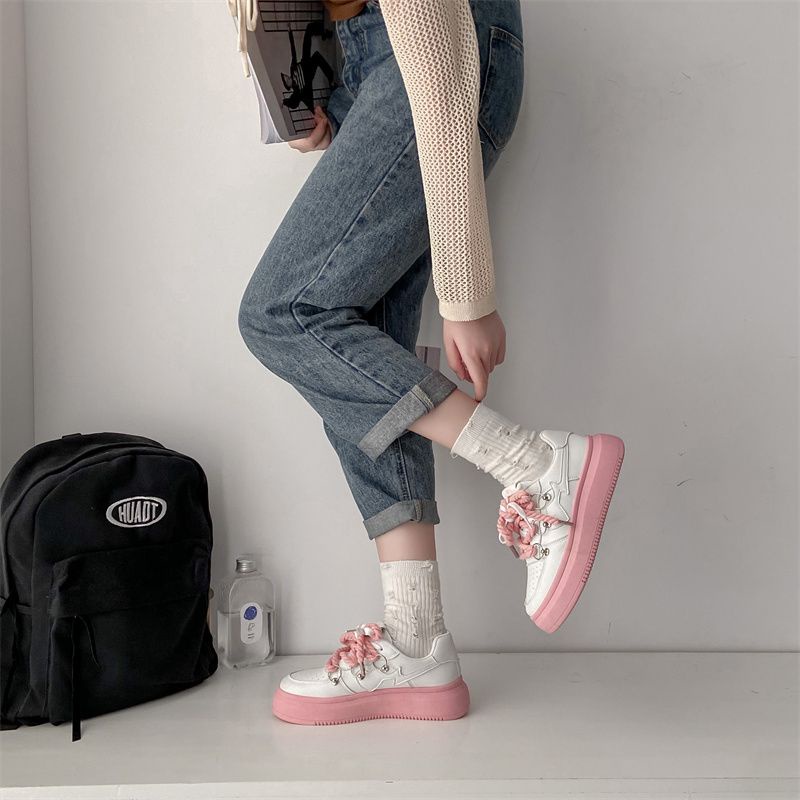 [GROSIR][COD] SEVEN_DAY SEPATU SNEAKERS WANITA KOREA IMPORT SPORT SHOES H-288 PINK