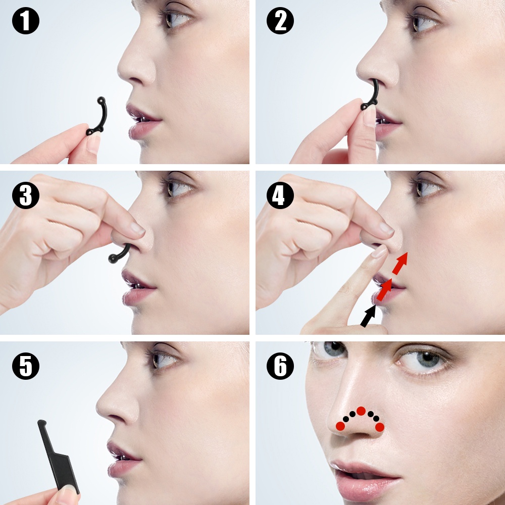 6pcs Alat Stereoskopik Untuk Jembatan Hidung Roboh Fisik Plastik Tanpa Sakit Alat Kecantikan Klip Hidung Kosmetik Tak Terlihat