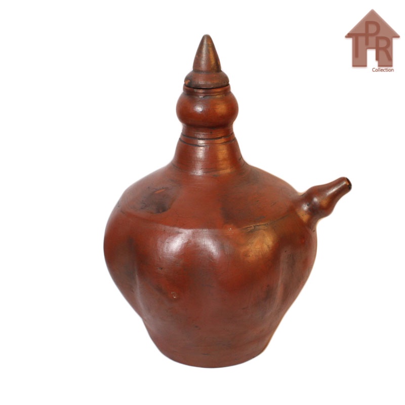 Gerabah - Kendi Tanah Liat / Kendi Air Jumbo Walog 6 Liter + Krat Kayu