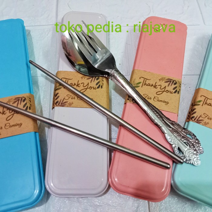 souvenir sendok garpu sumpit stainless box pensil