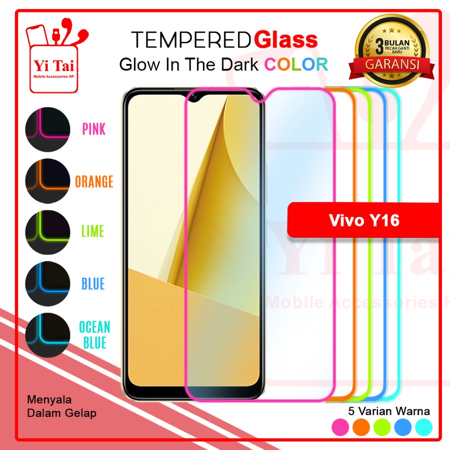 TEMPERED GLASS GLOW IN THE DARK YI TAI VIVO Y16 - GA