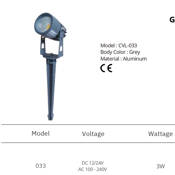 LAMPU LED COB 3W CIVILITE CVL-033 / LAMPU LED TAMAN OUTDOOR / LAMPU TAMAN / LAMPU LED TAMAN