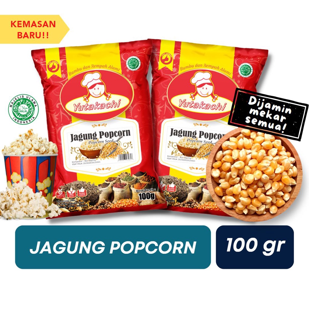 Jual Jagung Popcorn 100 Gram Mentah Pop Corn Mentah Yutakachi Cemilan Snack Pusat Bumbu 1974