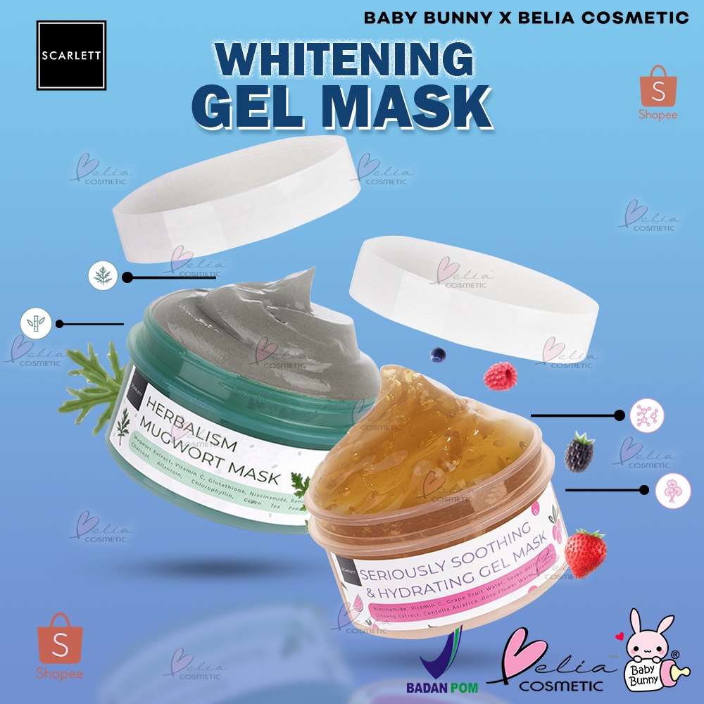 ❤ BELIA ❤ SCARLETT Whitening Gel Mask Series | Masker Wajah | Masker Gel | BPOM