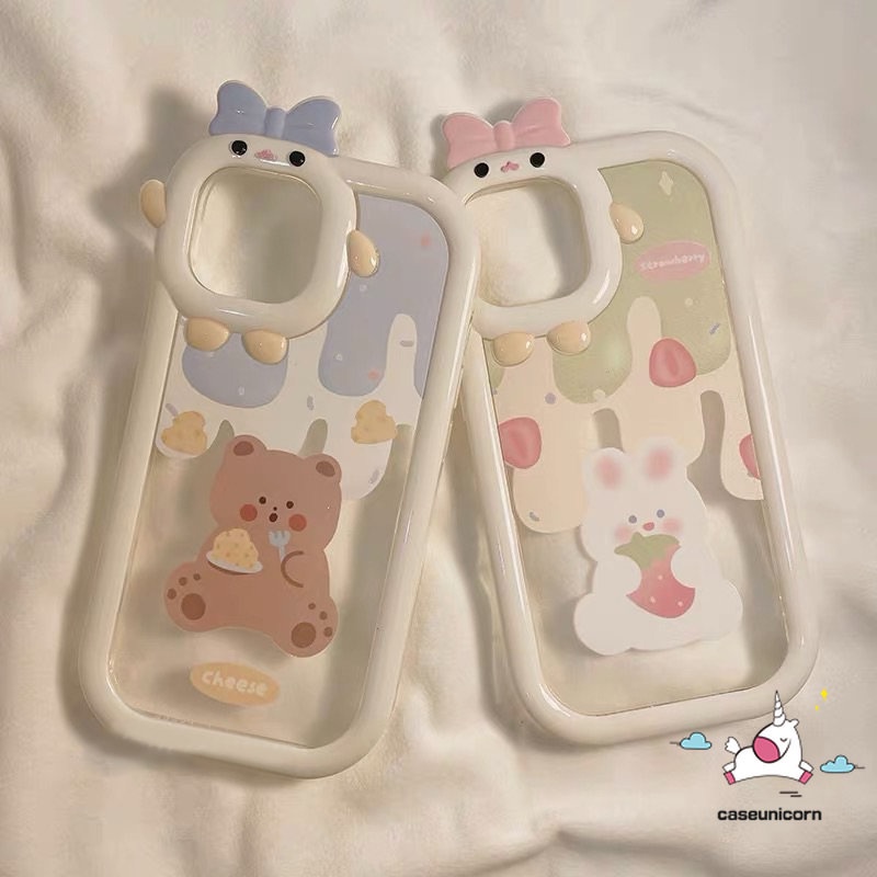 Casing Realme C33 78 9 8i 8i 8pro 9pro+C12 C15 C21Y C31 C11 C25Y C35 C30 C25 C25s C21 C2 C1 C3 C17 5 6i 9i 5s 5 7i Kartun Ice Cream Bear Rabbit Lucu 3D Bow Monster Lensa &lt;Unk&gt;