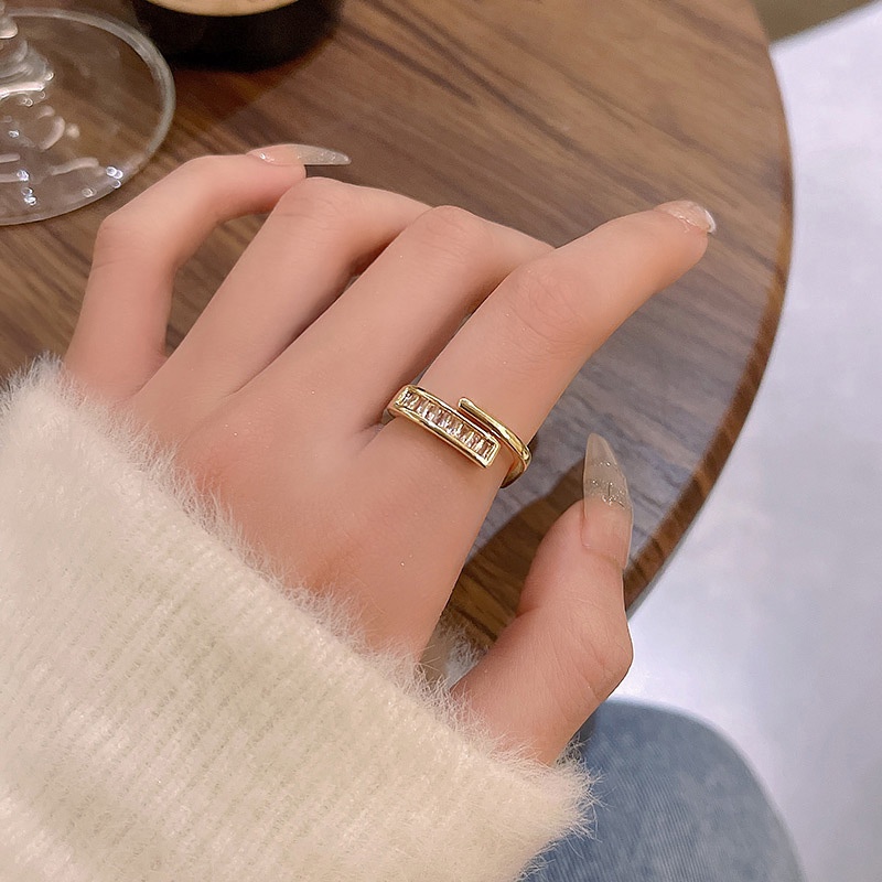 Cincin Zircon Double Layer Adjustable Untuk Wanita