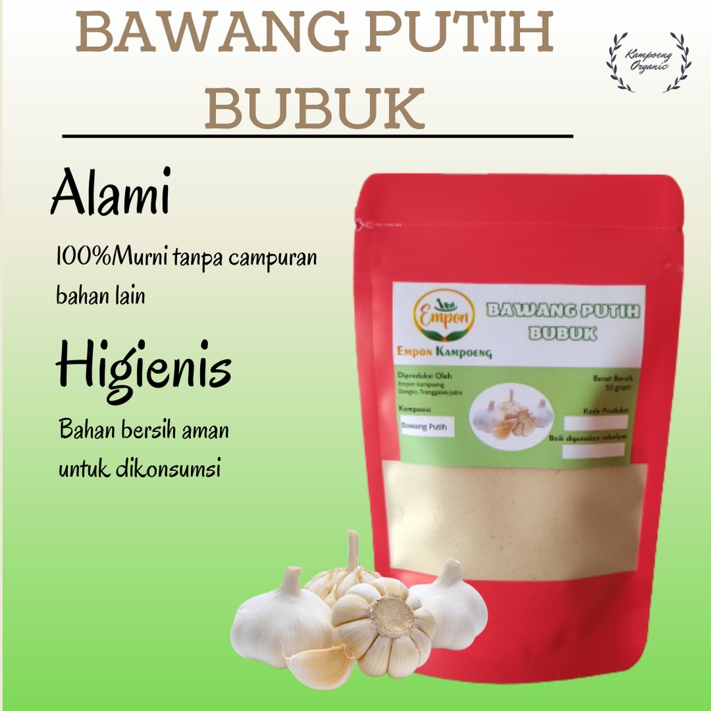 

Bumbu Dapur Rempah Bawang Putih Bubuk Halus Garlic Powder Organic Bahan Pokok Penyedap Rasa Masak Masakan Serbuk Asli Alami Murni Organik