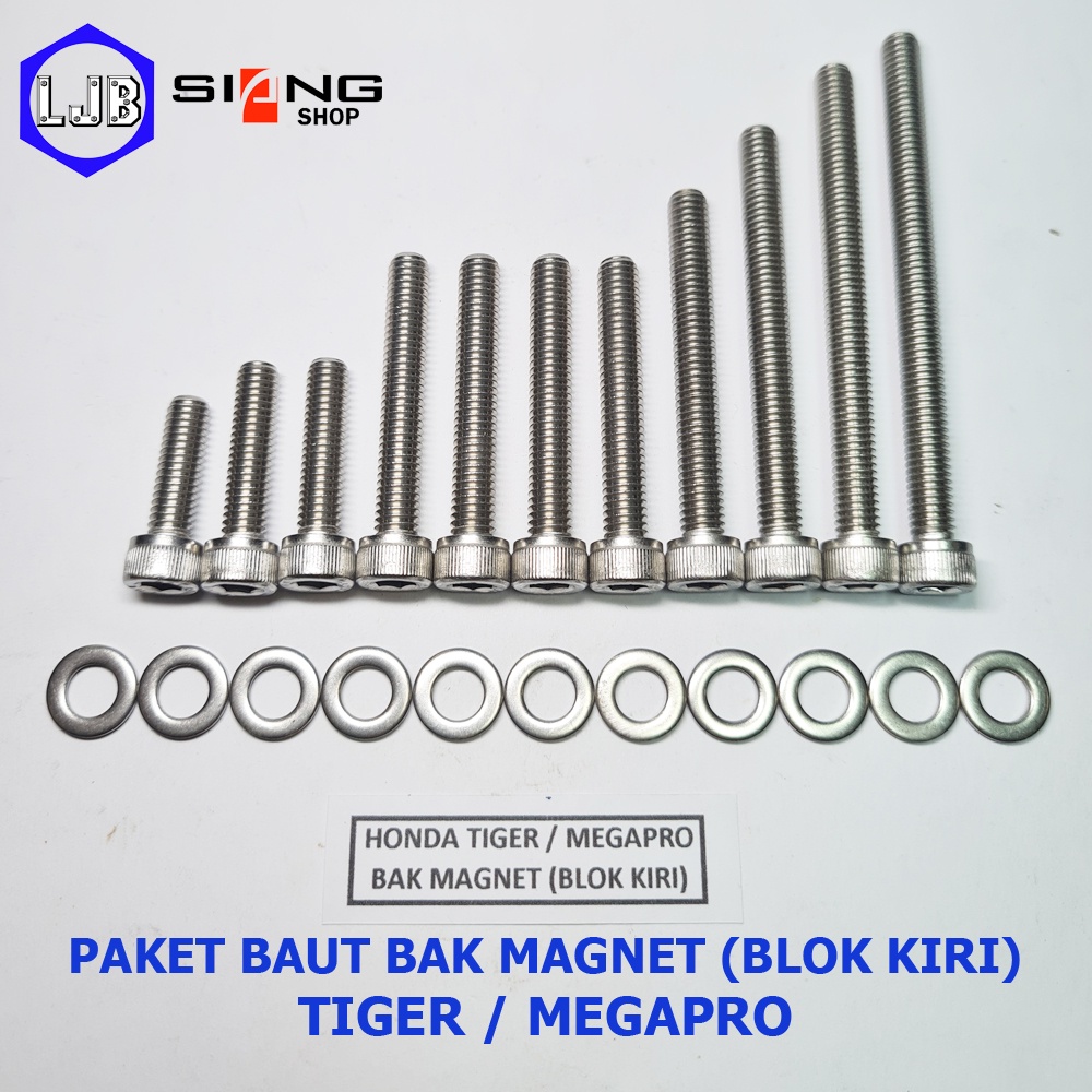 Baut L Stainless Blok Mesin Kanan Kiri (Magnet &amp; Kopling) TIGER ori THE A2-70