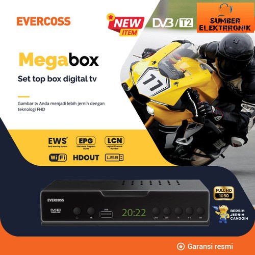 NEW Evercoss STB Set Top Box Pro/MAX TV Digital receiver Full HD Non Adapter