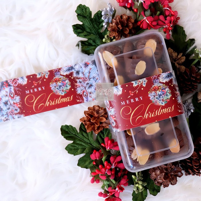 

\\\\\] 25pcs Christmas Paperbelt / Sabuk Toples Kue Natal / Label Belt Natal