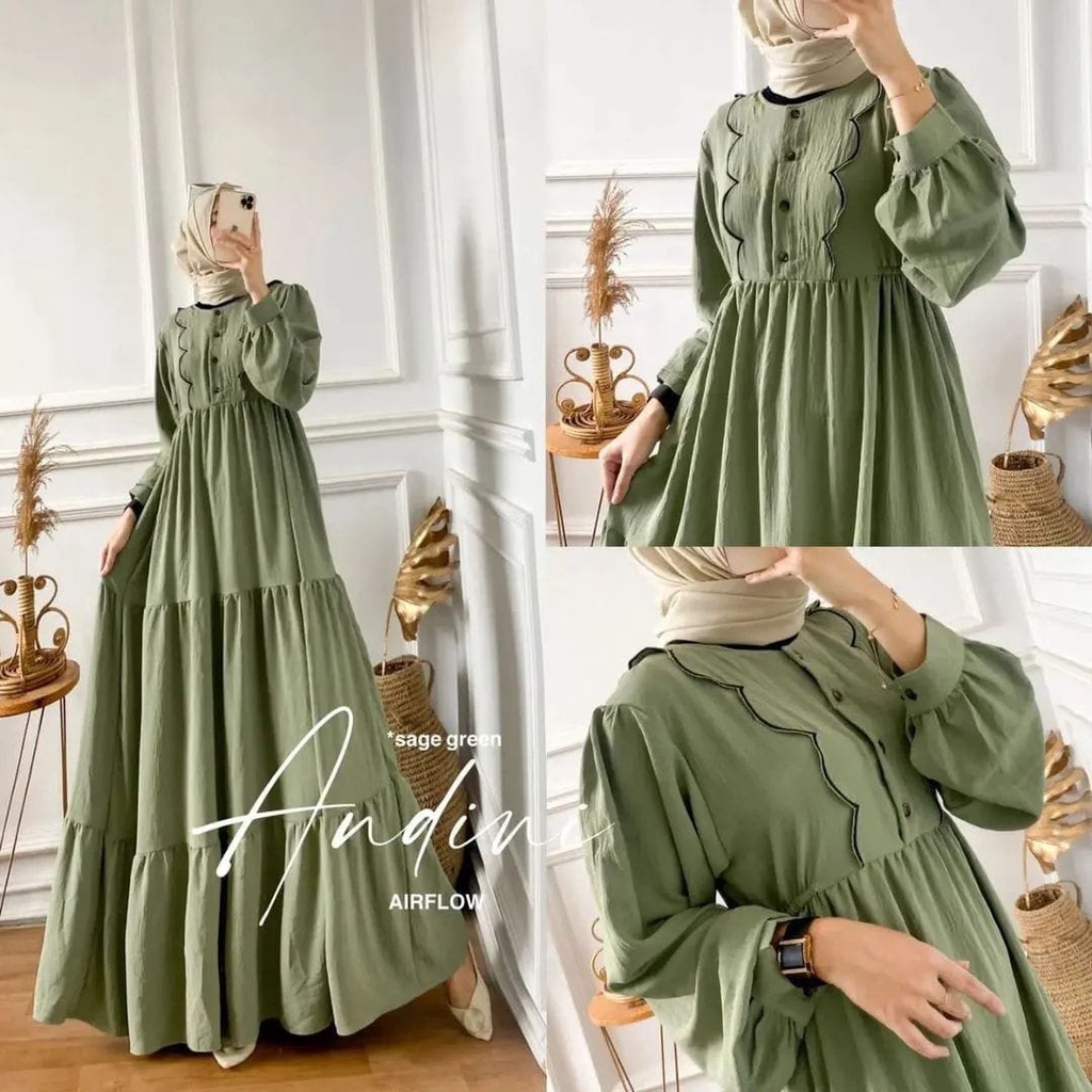 TERBARU ANDINI DRESS NABATIK GAMIS CRINKLE AIRFLOW PREMIUM GAMIS DRESS WANITA BAHAN CRINGKLE AIRFLOW