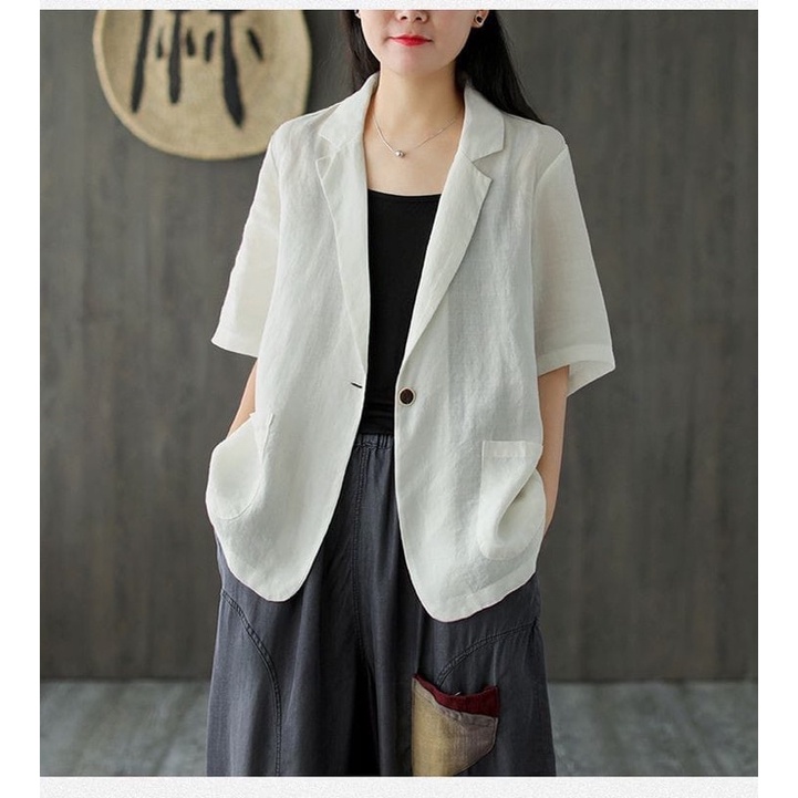 Blazer Linen Premium Korean Style Atasan Wanita Blezer Blouse Kekinian