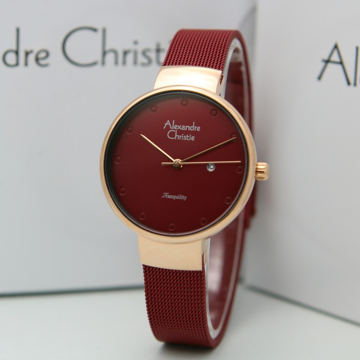 Watch Alexandre Christie Ac 2509 Ac2509 Wanita Rosegold Red Original