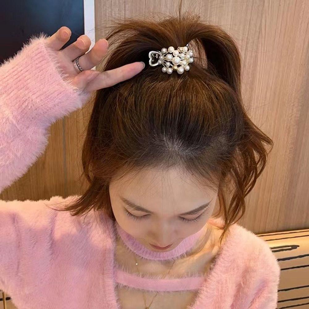 NEEDWAY Wanita Klip Rambut Indah Temperamen Indah Hiasan Kepala Niche Desain Bulang Ponytail Holder Alloy Aksesori Rambut Ekor Kuda Tinggi Ekor Kuda Tetap Penjepit