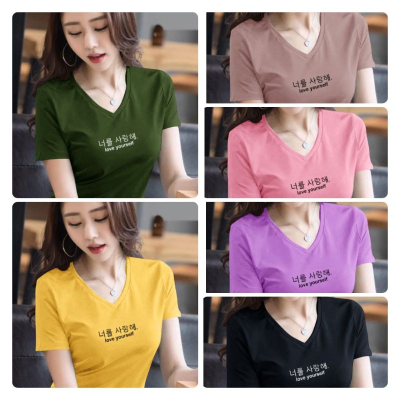 BAJU KAOS V NECK ATASAN WANITA/KAOS ATASAN WANITA/KAOS SPANDEK LEMBUT