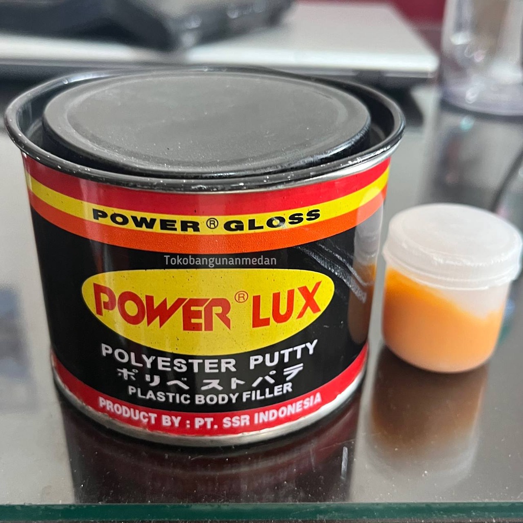 POWER LUX Dempul Plastik + Obat Resin hardener 250 GR