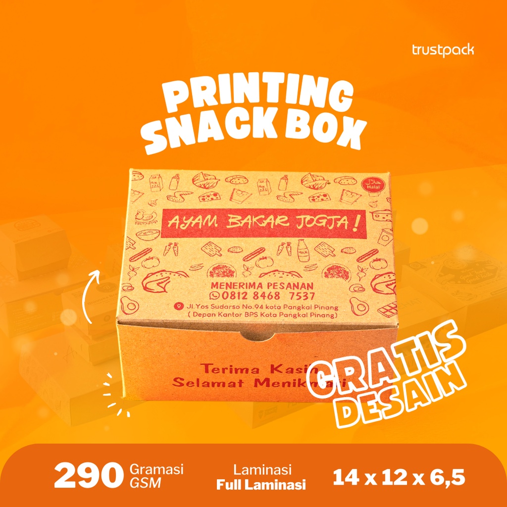 CUSTOM CETAK PRINTING DUS KUE 12x14 KRAFT / KOTAK KARDUS KUE / BOX / DUS SNACK