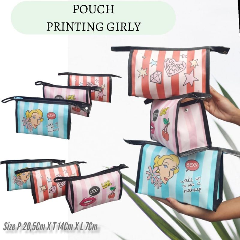 POUCH KOSMETIK GIRLY PRINTING