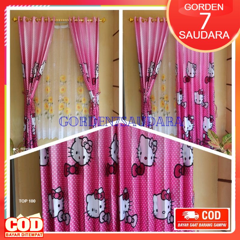 Gorden Pintu Karakter Model Smockring Hello Kitty Korden Jendela Panjang Doraemon Murah Blackout Teb
