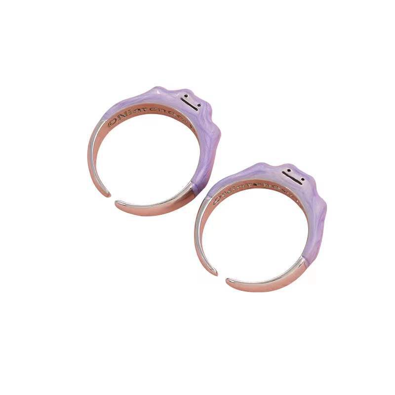 Cincin Model Monster Smiley Face Warna Ungu Untuk Wanita