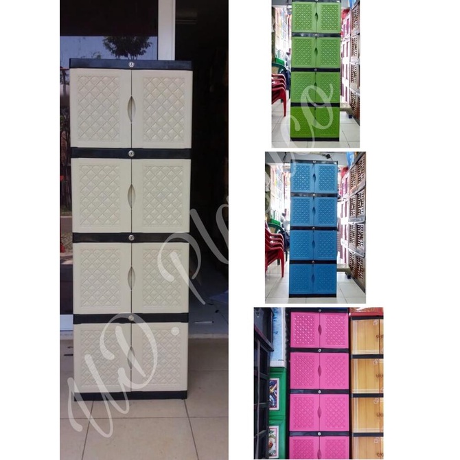 

MINI!!! Dapat kunci! Lemari plastik lemari pakaian serbaguna susun 4 stock ready