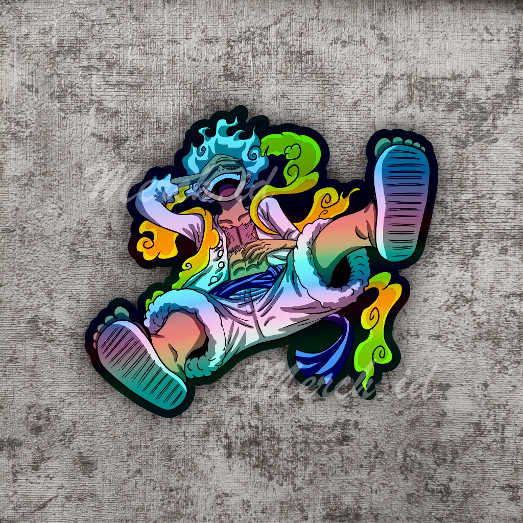 Stiker anime hologram one piece luffy gear 5