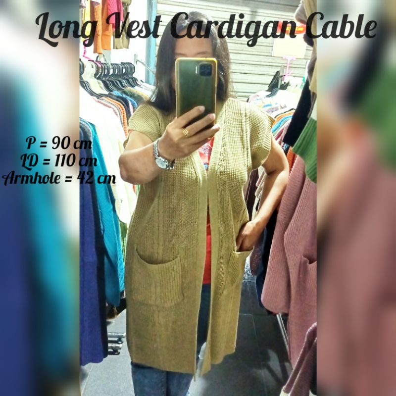 Long Vest Cardigan Cable