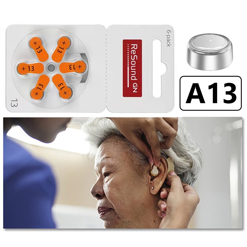 6Pcs Baterai Ukuran 13 Universal Alat Bantu Dengar Battery Baterai Gn Resound 13 Hearing Aid Battery