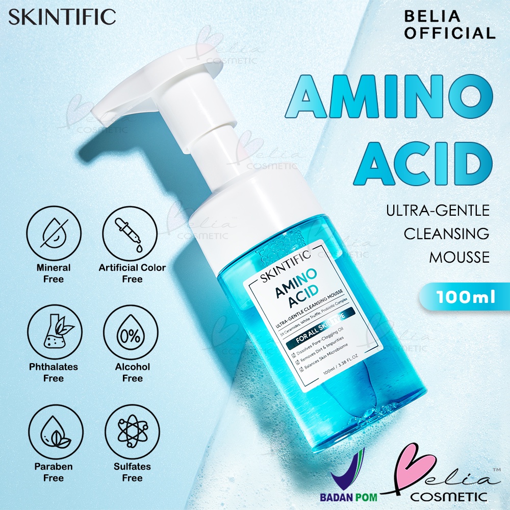 ❤ BELIA ❤ SKINTIFIC 31 Amino Acid Ultra Gentle Cleansing Mousse 100ml | Pembersih Wajah Facial Cleanser Sabun Muka Face Wash Foam