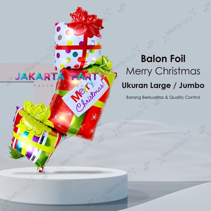 Balon Foil Naral Kado Susun Jumbo / Balon Christmas / Balon Foil Xmas