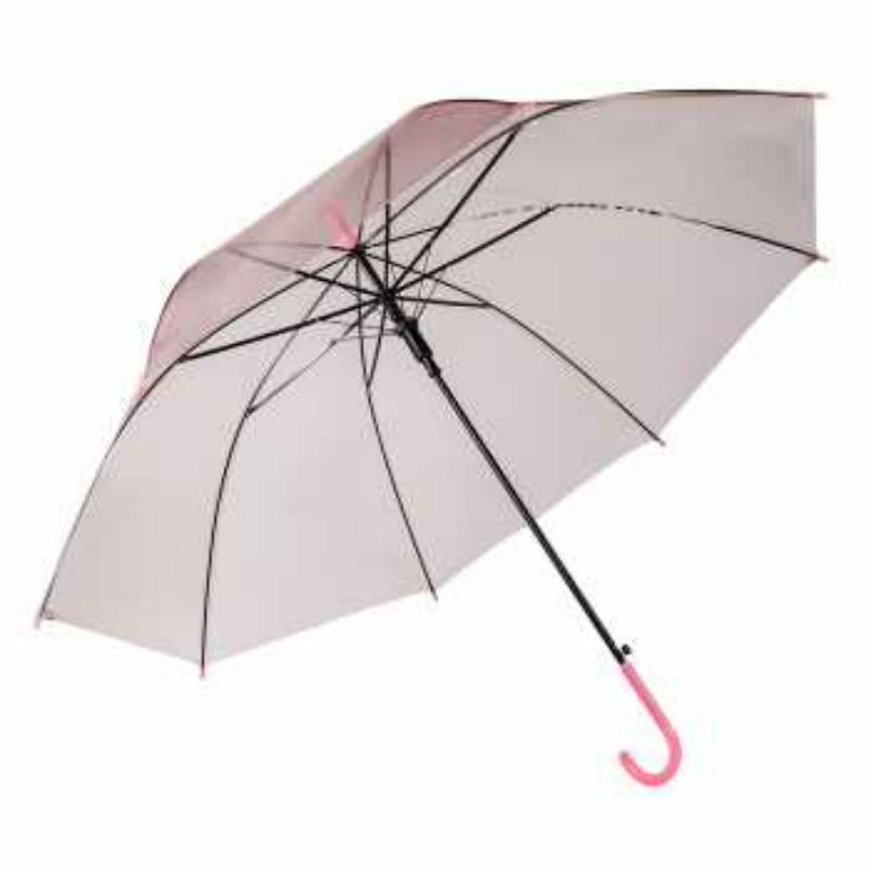 Payung Transparan Import Umbrella Transparant Hitam Pink