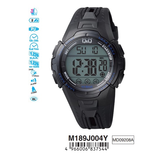 Jam Tangan Pria Casual Sporty Rubber Digital Original Q&amp;Q QnQ QQ M189 M189J Series