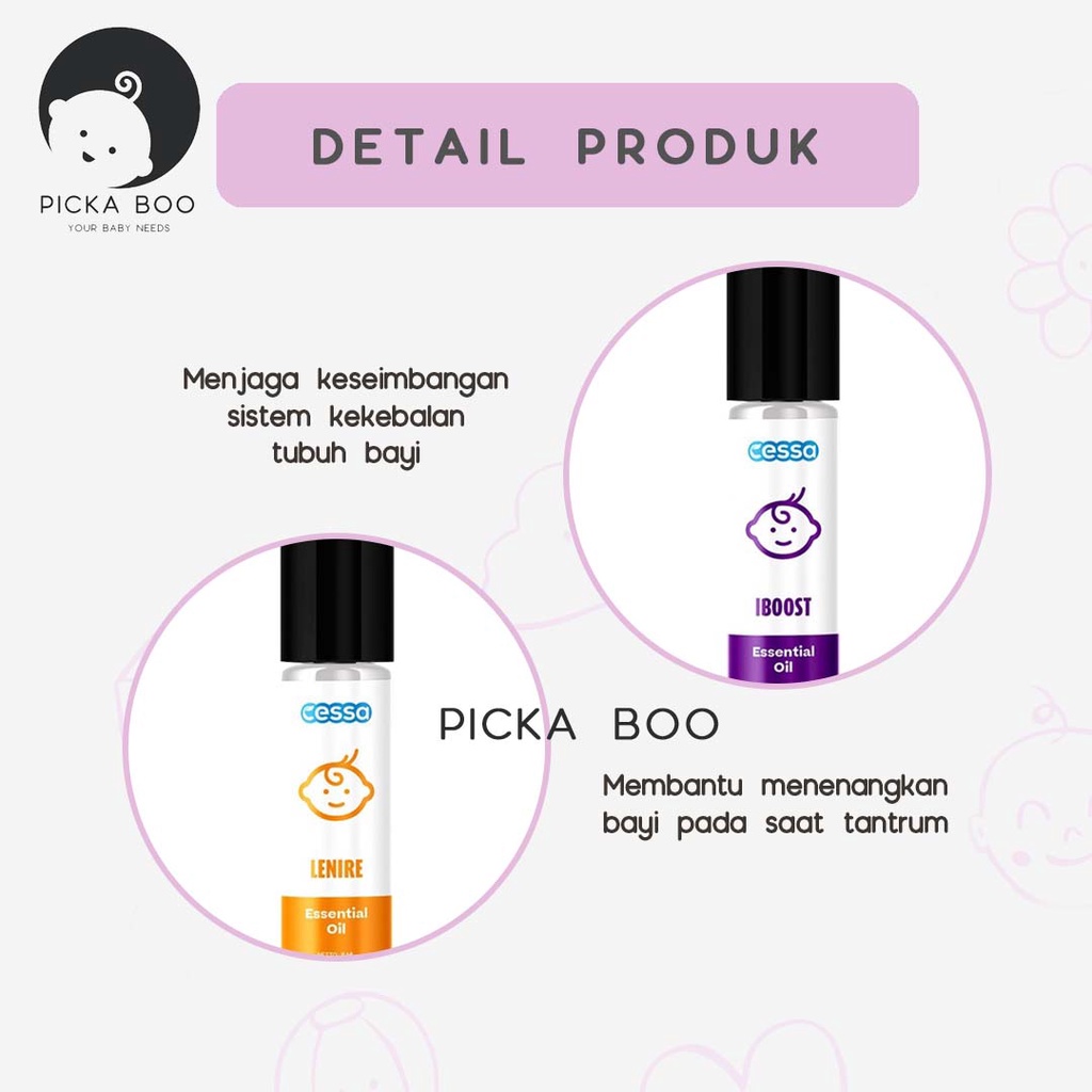 PICKA BOO CESSA Baby Natural Essential Oil 8ml / Cessa Cough N Flu / Batuk Pilek / Fever Drop / Lenire / Bugs Away / Immune Booster