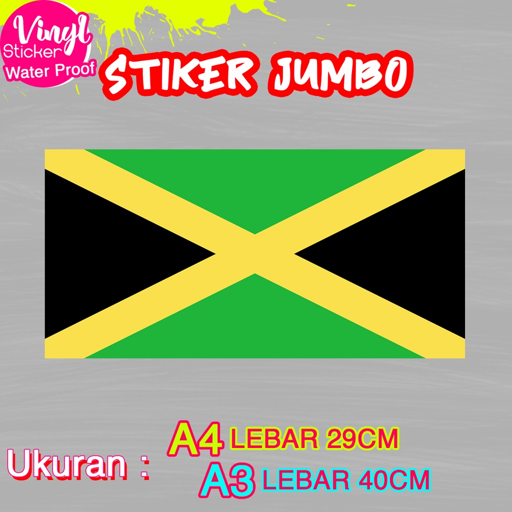 

Stiker Jamaica Jamaika Ukuran Jumbo Sticker Besar Size A4 A3 Vinyl Satuaan Motif Bendera Negara Dunia Bahan Anti Air