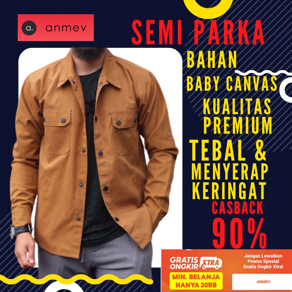Jacket Jaket Kemeja Pria Wanita Semi Parka Pakaian Outfit Baju Outwear Atasan Cowok Murah Diskon 50%