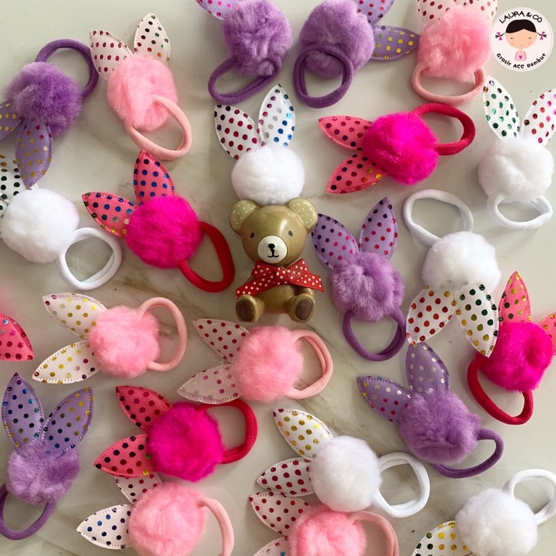 KUNCIR BULU POMPOM 12PC GROSIR LUSINAN POM POM